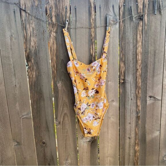 Faithfull the Brand PHOEBE ONE PIECE POMELINE YELLOW BATHING SUIT sz S NWT - Picture 2 of 10